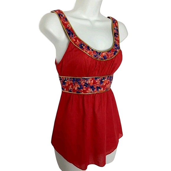 Free People Embroidered Empire Waist Sleeveless Top - Picture 1 of 4